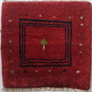 Handgeknoopt Perzisch geometrisch minimalistisch Gabbeh tapijt – Kastanjebruin, Wol