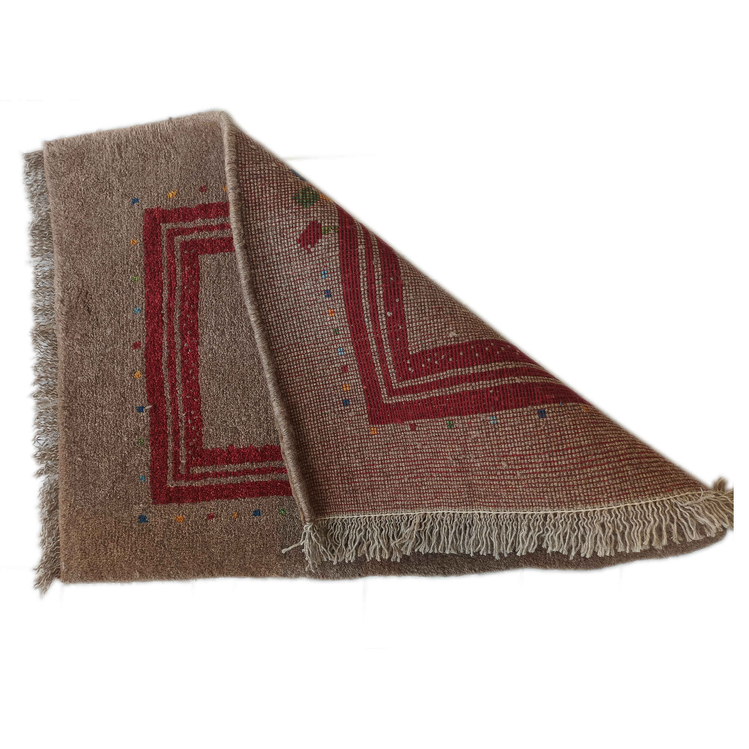 Handgeknoopt Perzisch minimalistisch Gabbeh tapijt – Met rand, Bruin, Wolmix