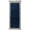 Handgeknoopt Perzisch minimalistisch Gabbeh loper - Met rand, Marineblauw, Wol