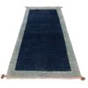 Handgeknoopt Perzisch minimalistisch Gabbeh loper - Met rand, Marineblauw, Wol