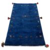 Handgeknoopt Perzisch minimalistisch Gabbeh loper - Effen, Marineblauw, Wol