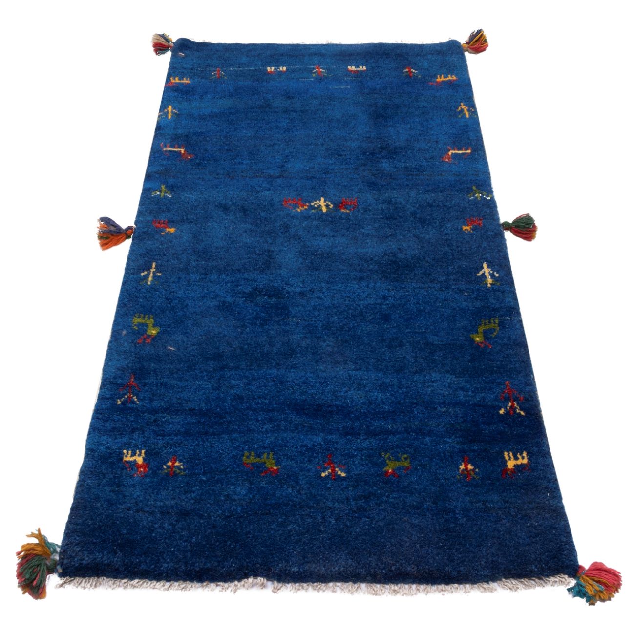 Handgeknoopt Perzisch minimalistisch Gabbeh loper – Effen, Marineblauw, Wol