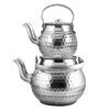 Perzische Metalen Dubbele Theepot Duurzaam met Traditioneel Gehamerd Ontwerp