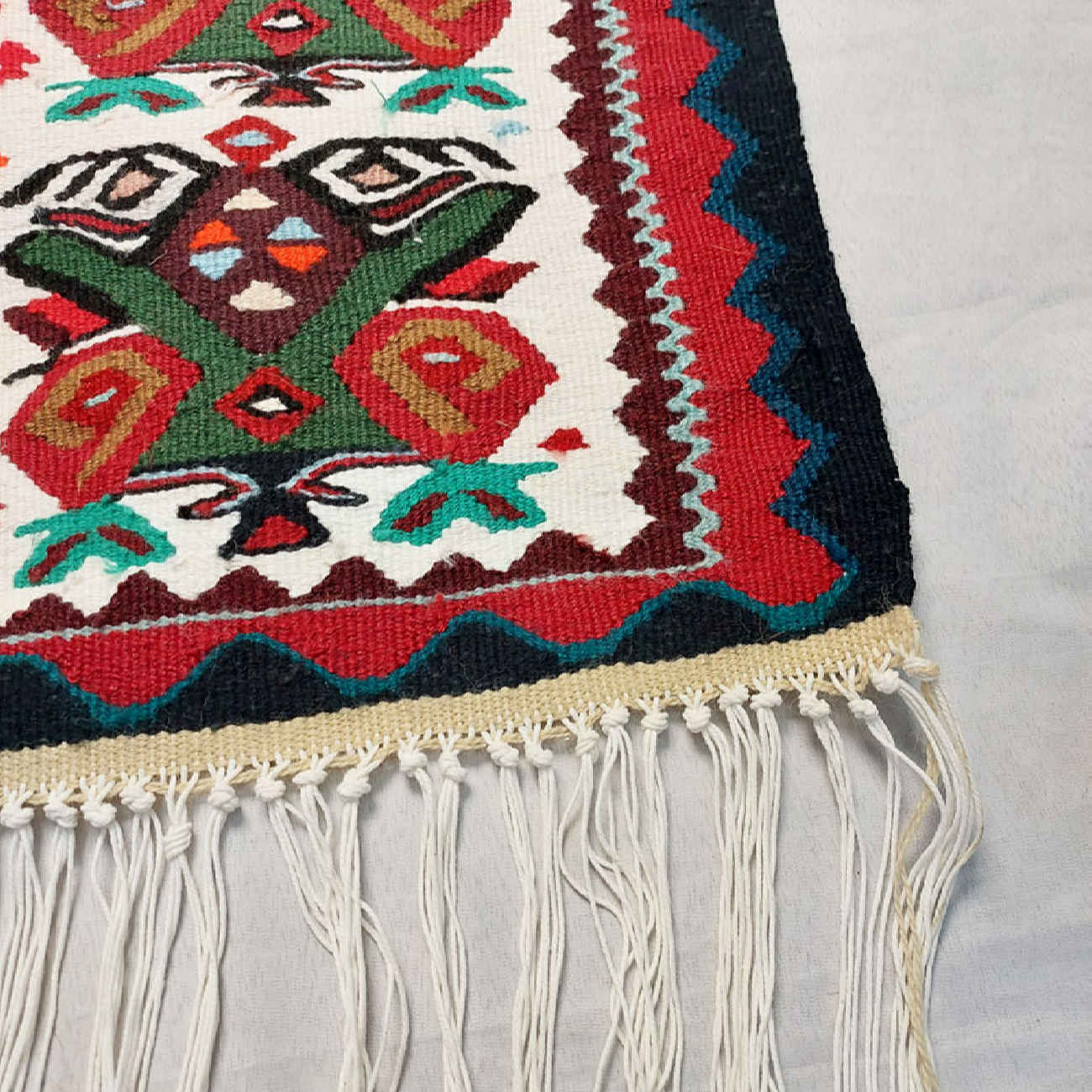 Rode geometrische Perzische Kelim, handgeweven kwaliteitsproduct van acryl