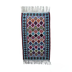 Perzisch Kilim Tapijt van Zijde Origineel Handgeweven Qashqai in Ardabil Blauw