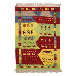 Perzisch Kilim Tapijt van Wol Handgeweven in Fars – Dierenmotieven