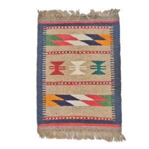 Perzisch Kilim Wol Tapijt Echt Handgeweven in Shiraz Geometrisch Ontwerp