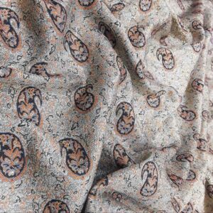 Perzische Termeh Stof – Zilver Viscose Paisley Design