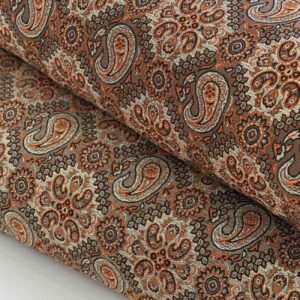 Perzische Termeh Stof – Bruin Klassiek Paisley Bloemen