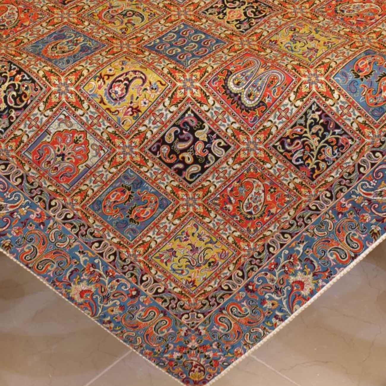 Perzisch Termeh Tafelkleed – Oranje Luxe Paisley Design