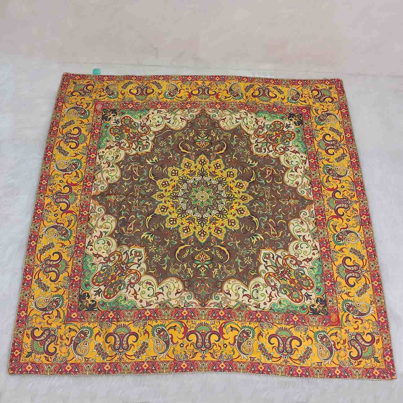 Perzisch Termeh Tafelkleed – Geel Zijde Paisley Bloemen
