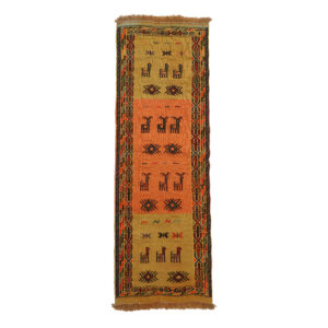 Perzische Wol Kilim Loper – Authentiek Handgeweven in Khorasan met Diermotieven