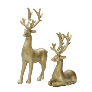 Set van 2 Decoratieve Hert Beeldjes – Goud Kleur