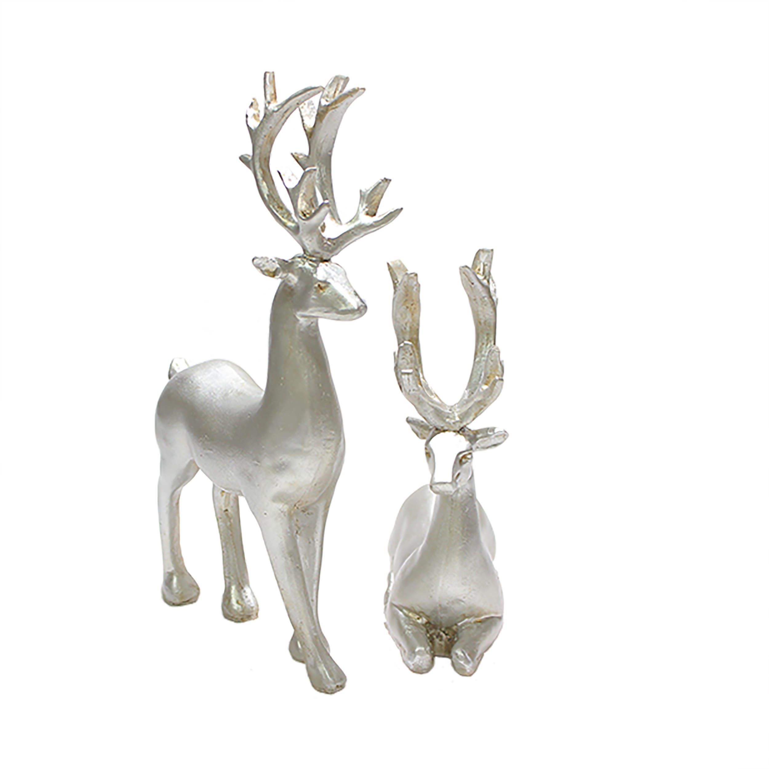 Set van 2 Decoratieve Hert Beeldjes – Zilver Kleur