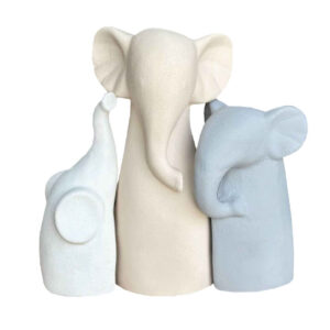 Olifantenfamilie Beeldjes – Melkwit Polyester (Set van 3)
