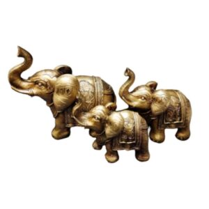 Artistieke Olifant Beeldjes – Goudkleurige Set van 3