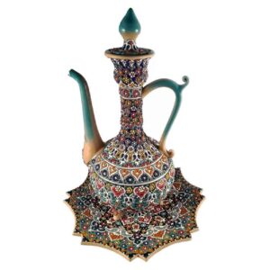 Aardewerken Rozenwater Sprinkler & Schotel – Turkoois