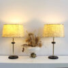 Accent Tafellamp met Gouden Trommelkap en Marmerpatroon