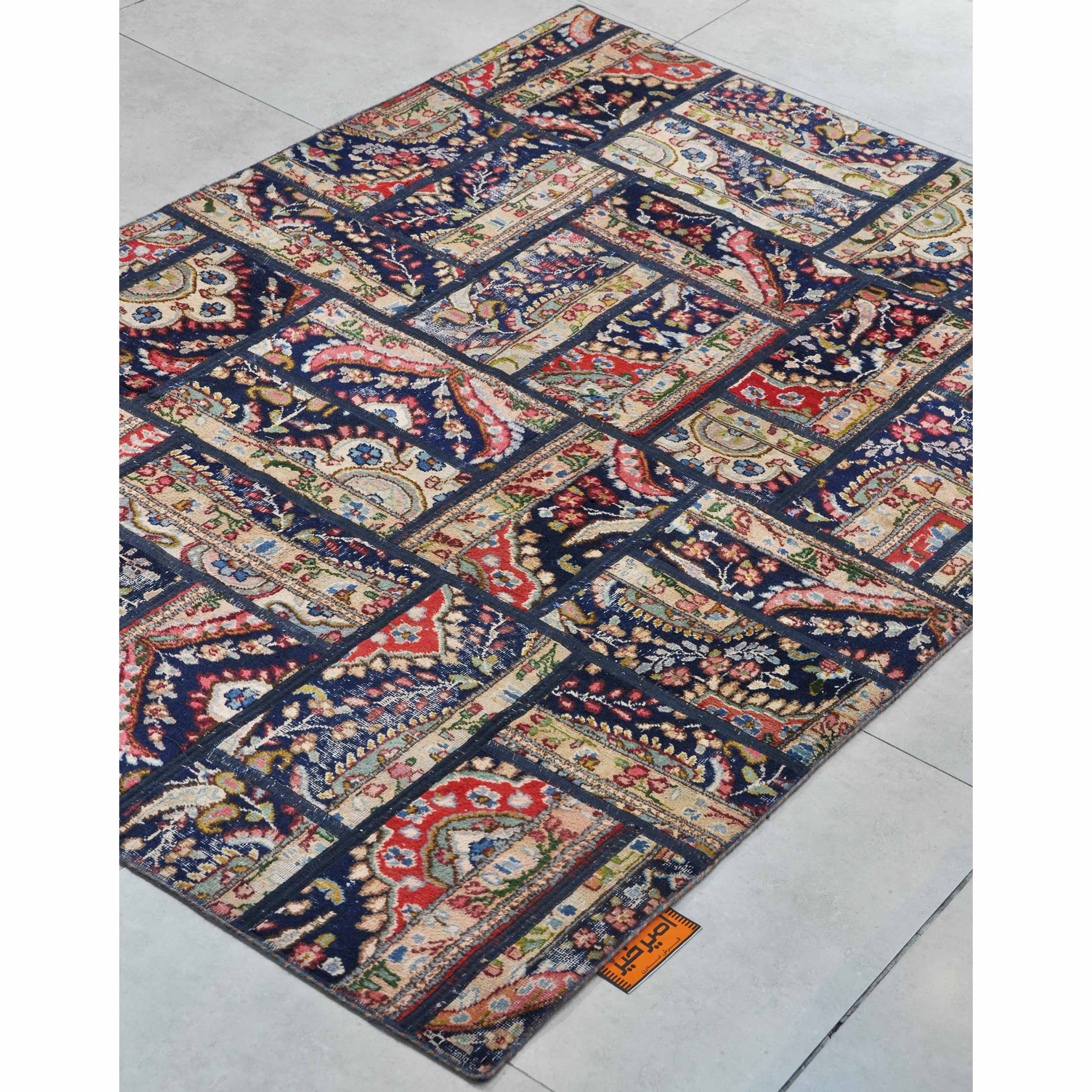 Vintage Patchwork Tapijt Geometrisch – Crème Wol