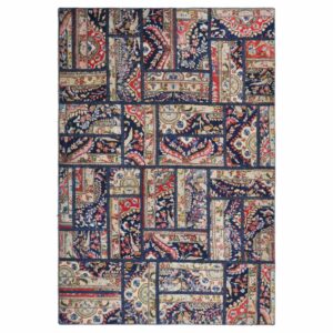 Vintage Patchwork Tapijt Geometrisch – Crème Wol