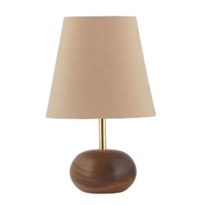 Houten Accent Tafellamp met Stoffen Kap in Crème