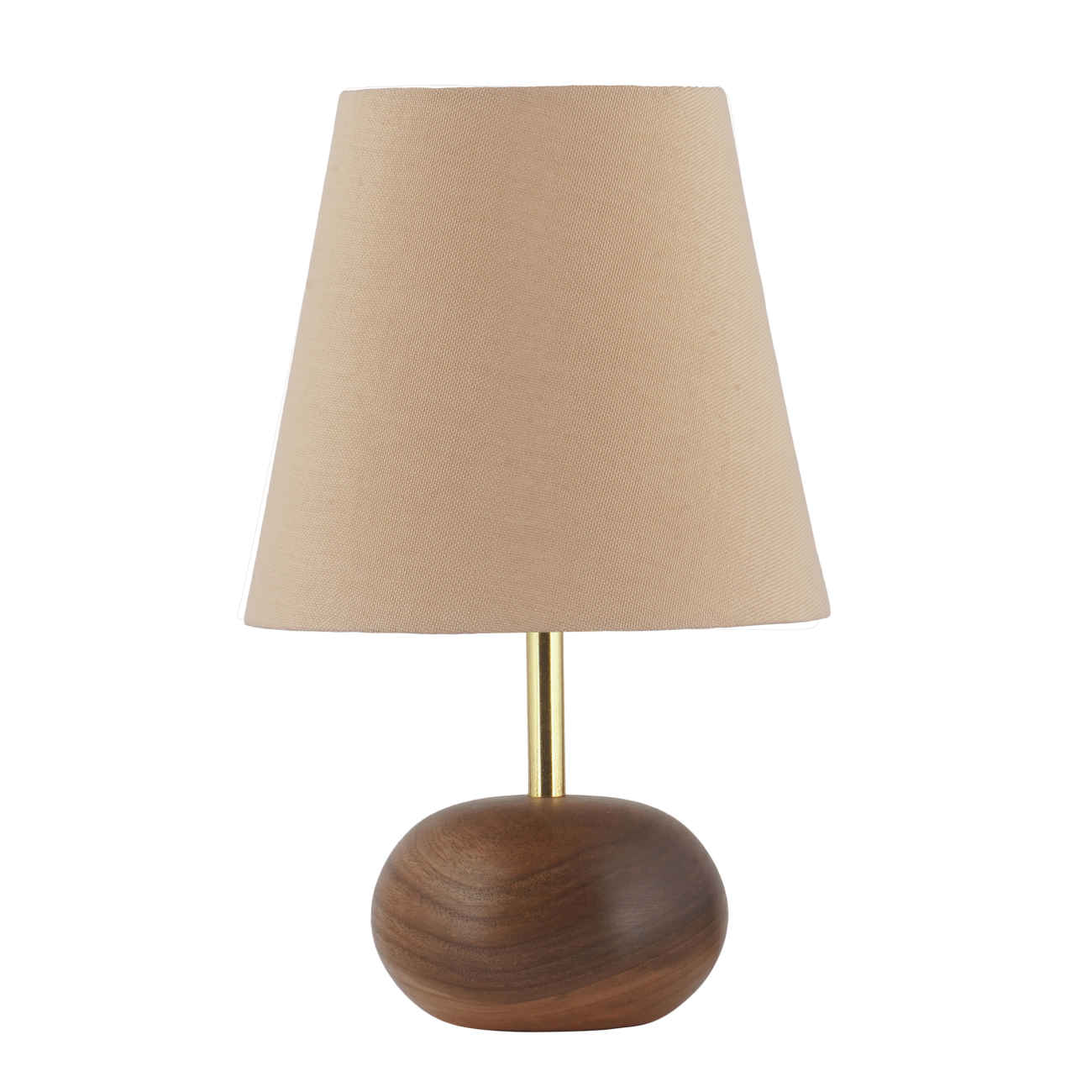 Houten Accent Tafellamp met Stoffen Kap in Crème