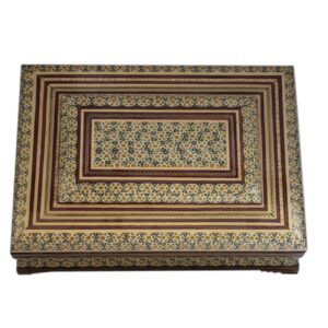 Houten Koran Opbergdoos met Geometrisch Houtmozaïek