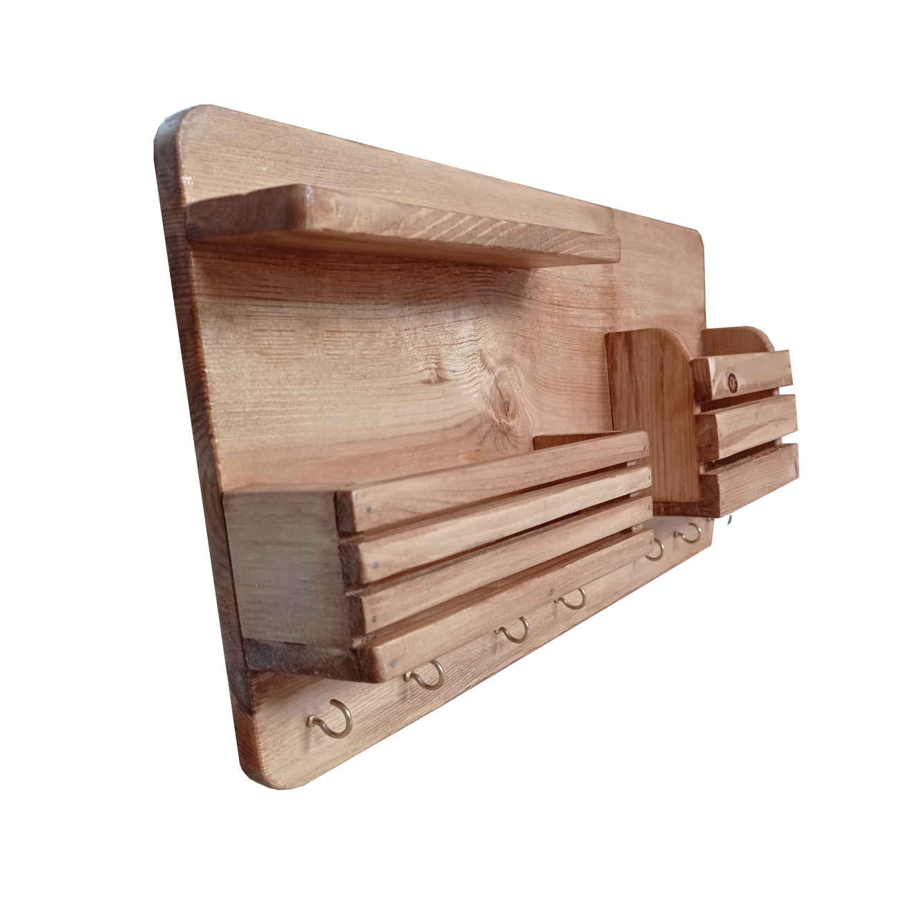 Houten Wand Sleutelhouder met Doos & 7 Haken