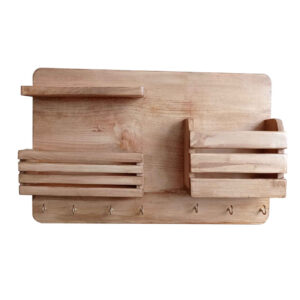 Houten Wand Sleutelhouder met Doos & 7 Haken