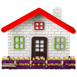 Houten Wand Sleutelhouder met Cottage Ontwerp & 4 Haken
