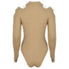 Bodysuit met lange mouwen en duimgat voor dames in crème
