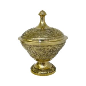 Messing Suikerkom met Decoratief Deksel & Voet