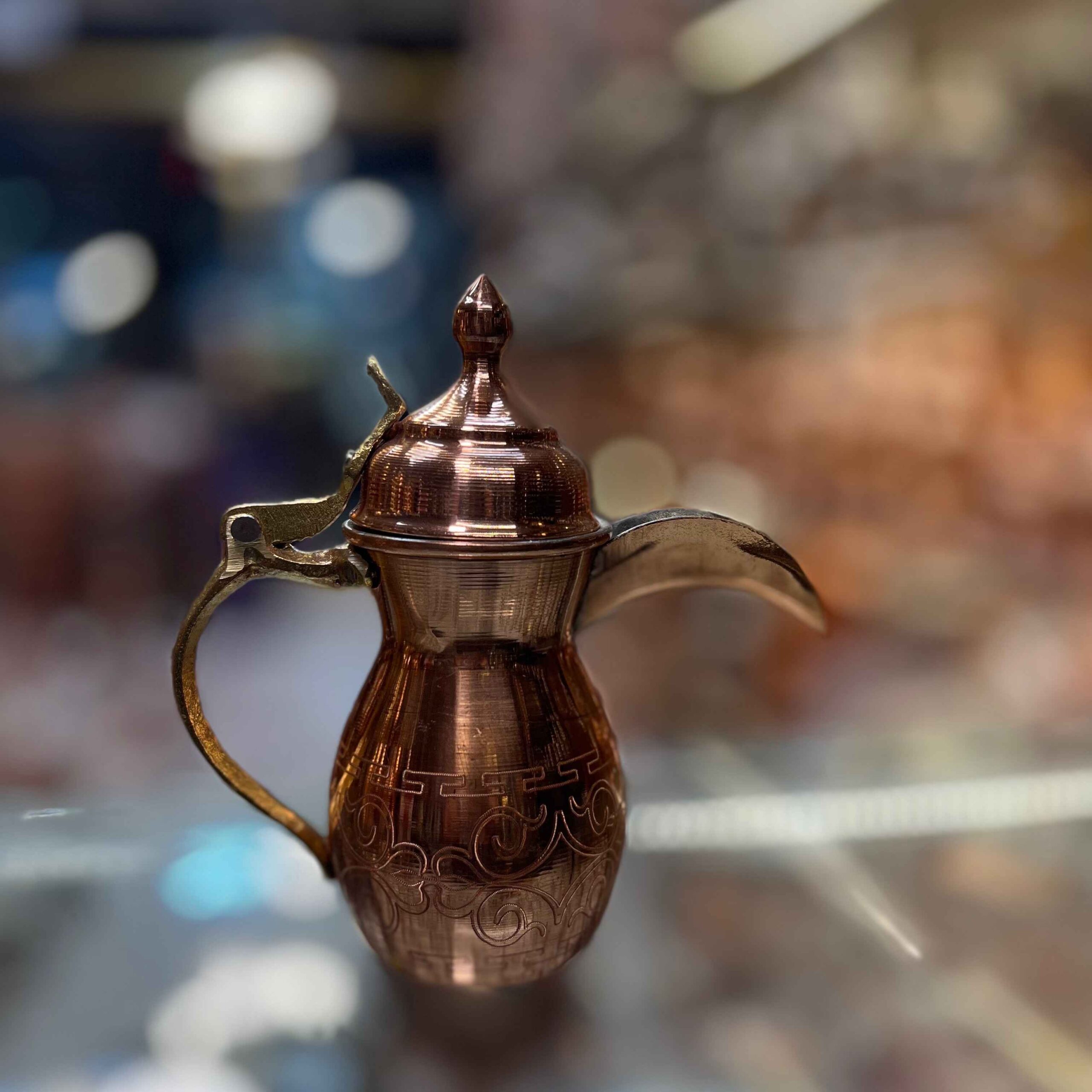 Handgemaakte Koperen Dallah Arabische Koffiepot – Model Rhymnici