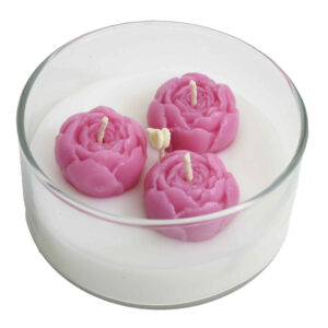 Decoratieve kaarsenpot met rozenontwerp in roze