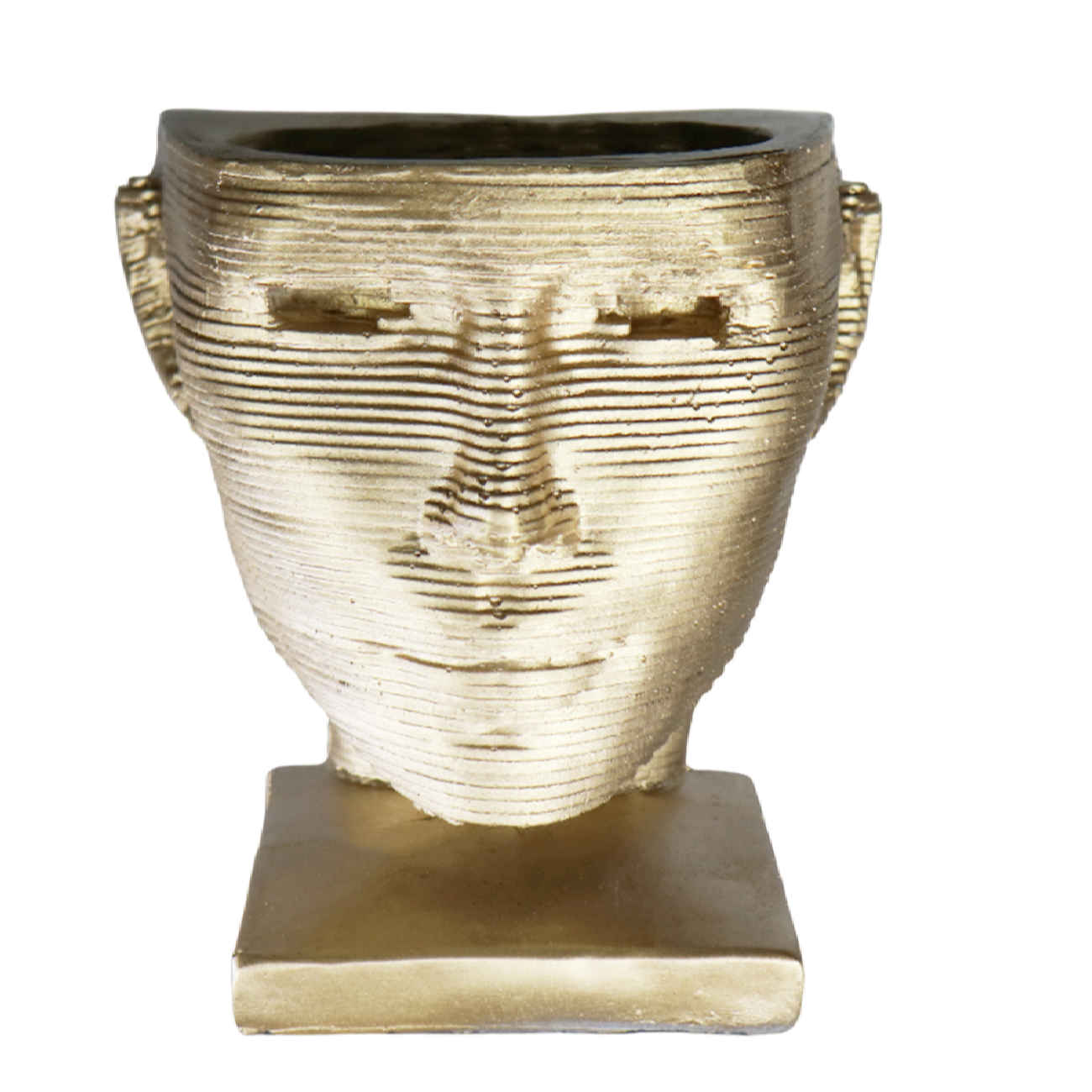 Decoratieve betonnen sculptuurvaas met een opvallend gezichtsontwerp, ideaal voor moderne, artistiek veeleisende ruimtes