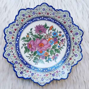 Decoratief Koperen Emaille Bord – Perzisch Minakari Handgeschilderd Kunstwerk