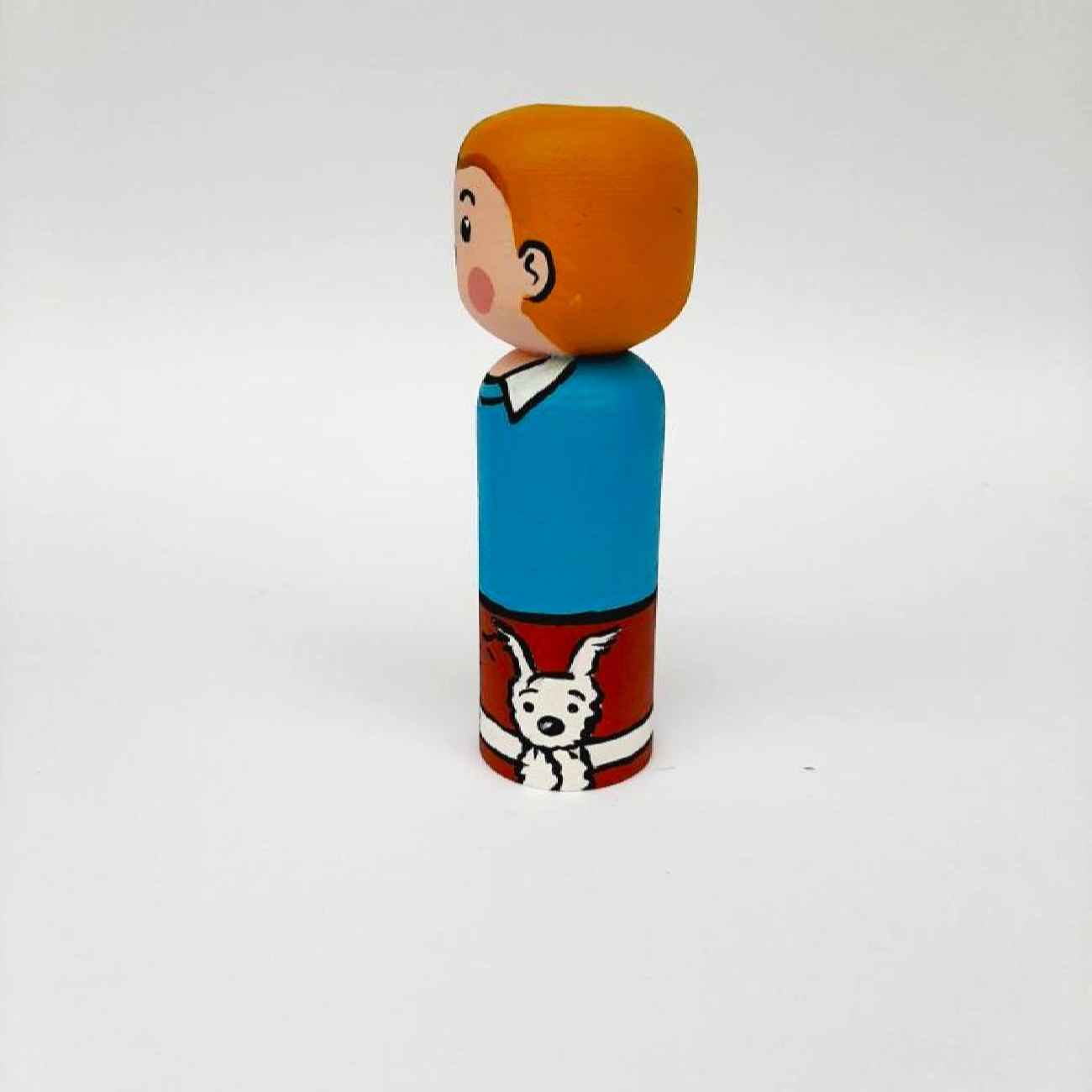Decoratieve Houten Peg Pop: Kuifje & Snowy Model