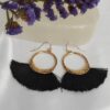 Elegante macramé oorbel rond zwart