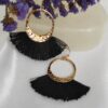 Elegante macramé oorbel rond zwart