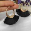 Elegante macramé oorbel rond zwart