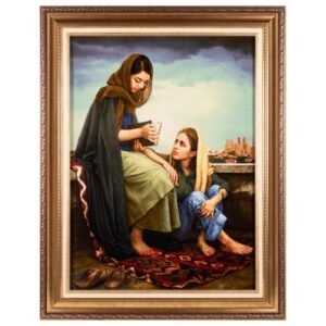Handgeknoopte Perzische wandtapijt uit Tabriz – Fal-e Hafez (Voorspellingen van Hafez)