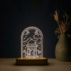 Islamitische 3D LED Nachtlamp – Waterfontein van het Heiligdom met Houten Basis
