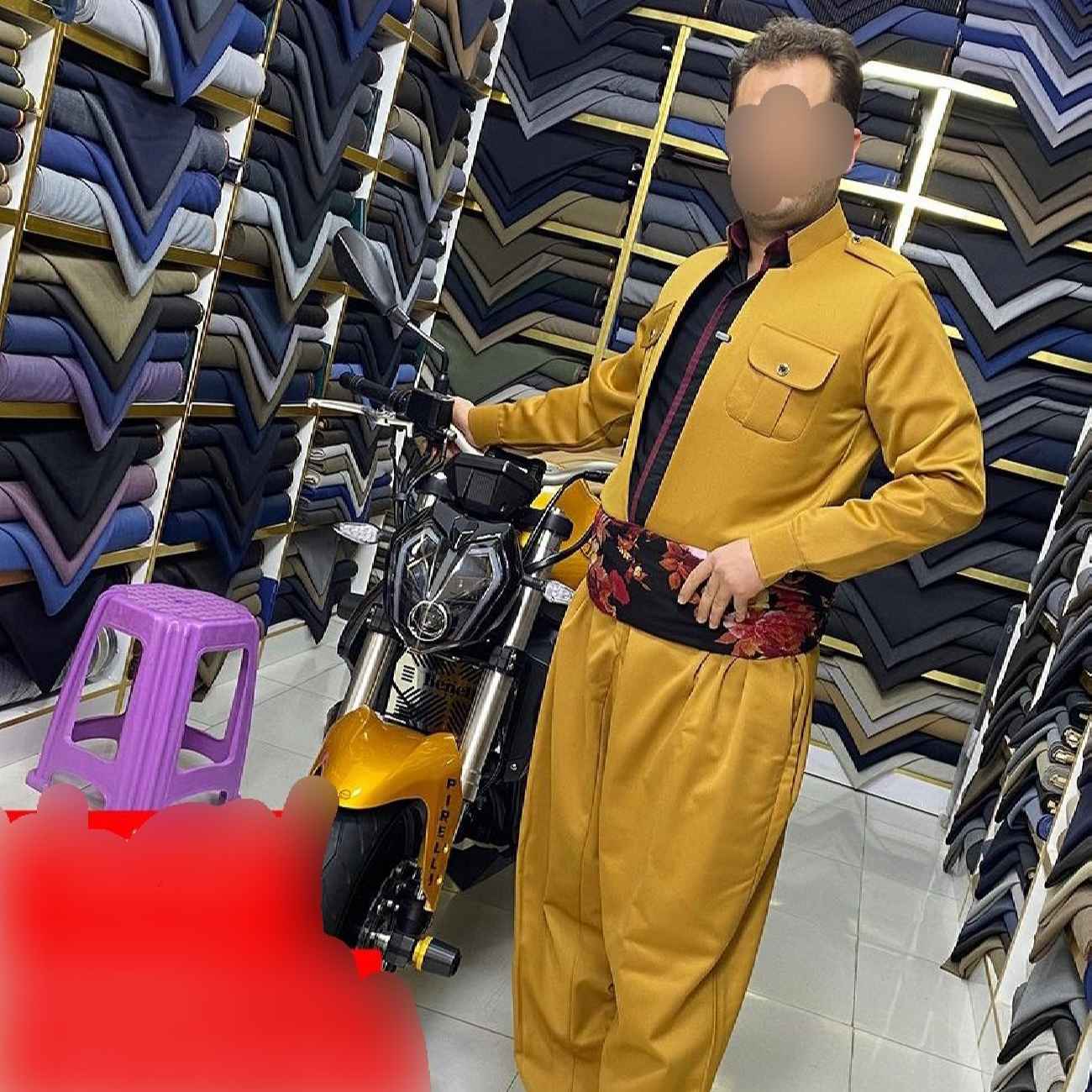 Navy Blauwe Koerdische Kleding met Pishtwen