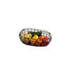 Ovale Metalen Draadmand met Houten Basis – Zwart Modern