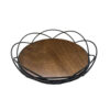 Ronde Metalen Draadmand met Houten Basis – Zwart