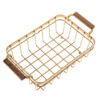 Gouden Metalen Draadmand met Houten Basis – Rechthoekig