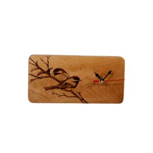 Moderne Houten Bureauklok – Vogel Ontwerp (Bruin)