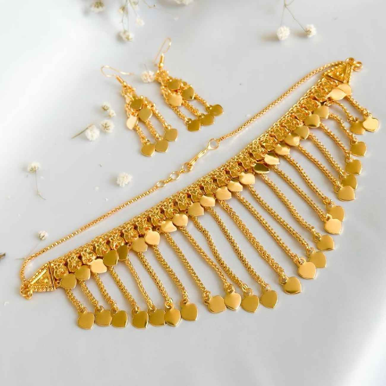 Mortasha Messing Ketting & Oorbellen Set