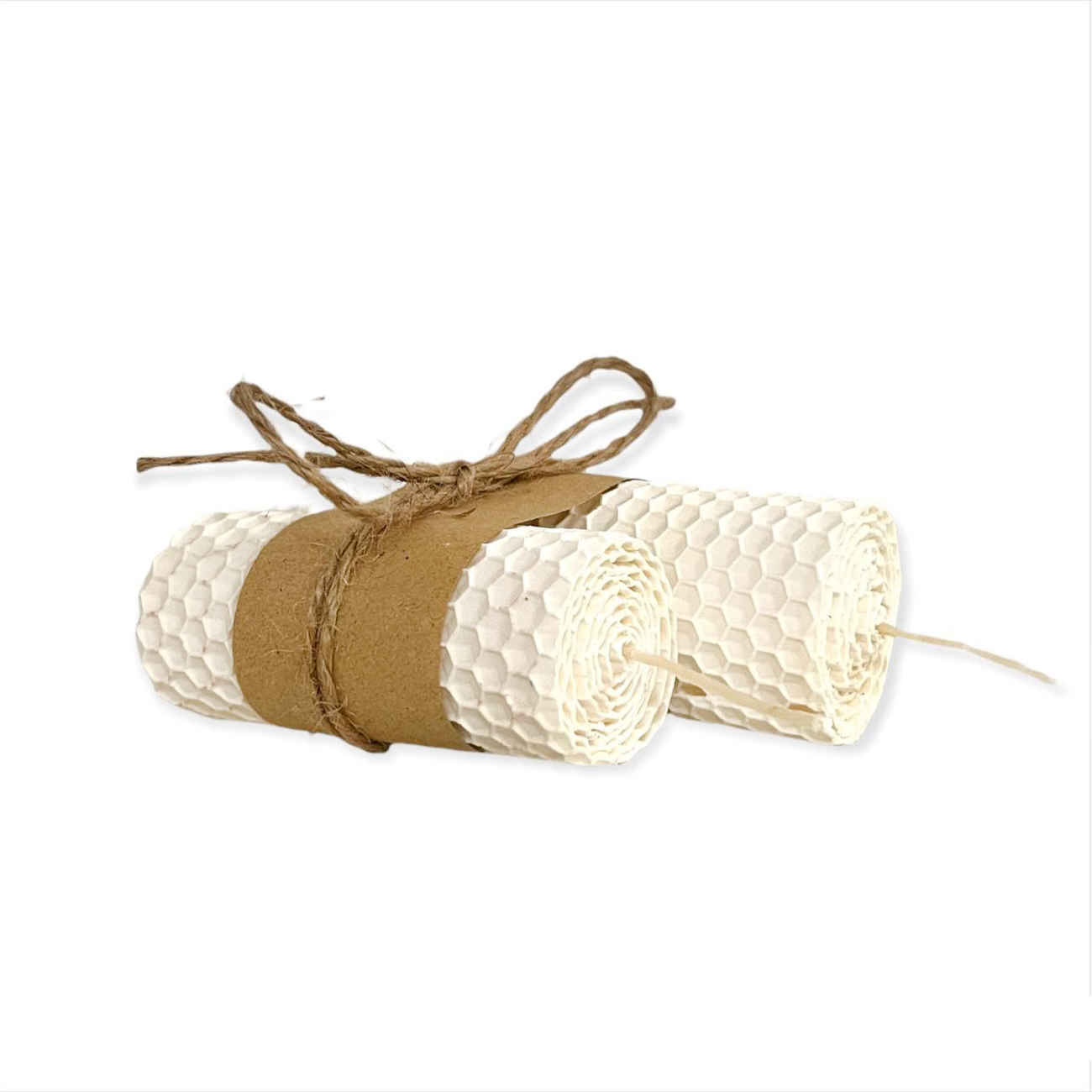 Natuurlijke bijenwas stompkaars – set van 2 in wit