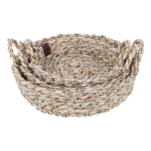 Handgeweven Palmbladmand met Handvat – Set van 3